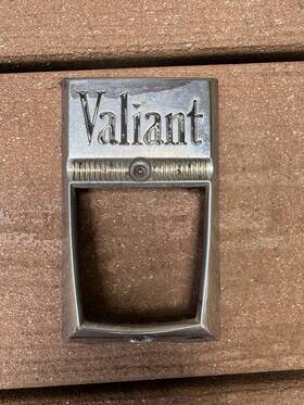 2082103 Mopar 1960-1961 Plymouth Valiant Hood Lock Release Handle Medallion Nos