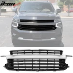 Fits 21-24 Chevy Tahoe & Suburban Front Upper Bumper Grille Chrome Gloss Black. Fixed Price $409.99.