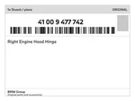 Genuine Bmw Right Engine Hood Hinge 41-00-9-477-742 New. Fixed Price $83.95.