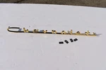 1957 Chevy Chevrolet Bel Air V8 Hood Trunk Gold Script Emblem, Attaching Clip. Fixed Price $39.95.