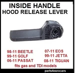 Hood Release Lever Handle Volkswagen 99.5-12 Golf, 99.5-10 Jetta 98-10 Beetle. Fixed Price $12.99.