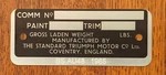 Triumph TR250 TR5 TR4A Spitfire MK3 Commission Plate Concours Original Restore. Fixed Price $29.95.