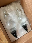 Pottery Barn Finial Set (2) Turned Glass Embout Victorian Mcm Elegant Clear Read. Fixed Price $28.47.