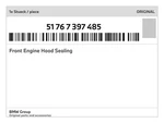 Genuine Bmw Front Engine Hood Sealing 51-76-7-397-485 New. Fixed Price $27.45.