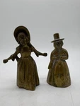Set Of 2 Antique Brass Hand Bells Welsh Woman In Traditional Dress & Bonnet Girl. Fixed Price $28.00.
