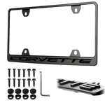 Steel License Plate Frame + Hardware Matte Black 3D Badge For Chevrolet Corvette. Fixed Price $34.95.