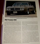 1967 Pontiac Firebird 400 Specs Info Photo Print Ram Air. Fixed Price $5.99.