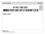 Genuine Bmw Gasket Right 51-76-7-185-552 New. Fixed Price $26.39.