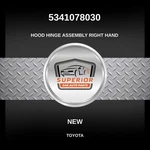 Genuine 2015-2017 Lexus NX200T Hood Hinge Assembly Right Hand 5341078030. Fixed Price $49.00.