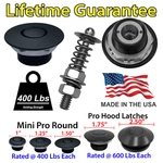 Hood Pins Quick Latch Push Button Pro Series Black Nhra Usa. Fixed Price $64.95.